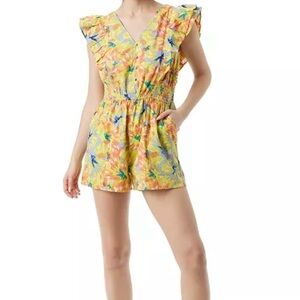 Jessica Simpson Yellow Floral Romper Shorts Sz. Medium